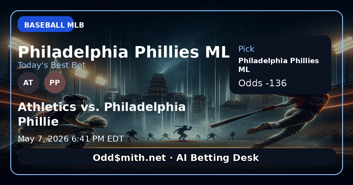 Athletics vs. Philadelphia Phillies prediction: Philadelphia Phillies ML