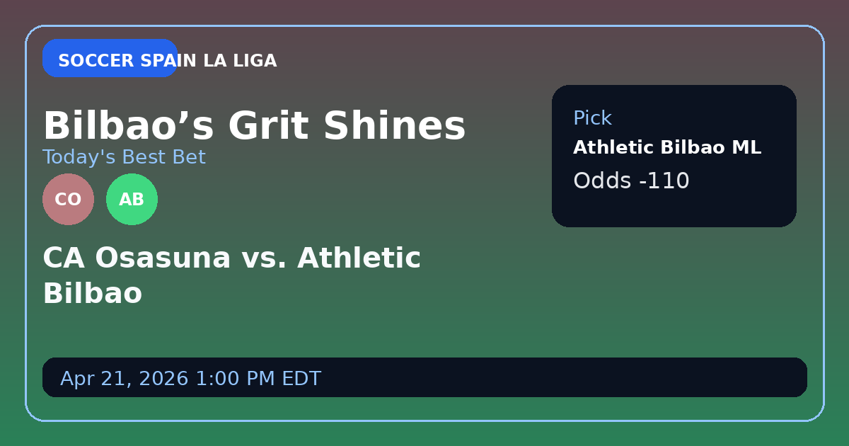 Athletic Bilbao to Outmuscle Osasuna: Take the -110 ML