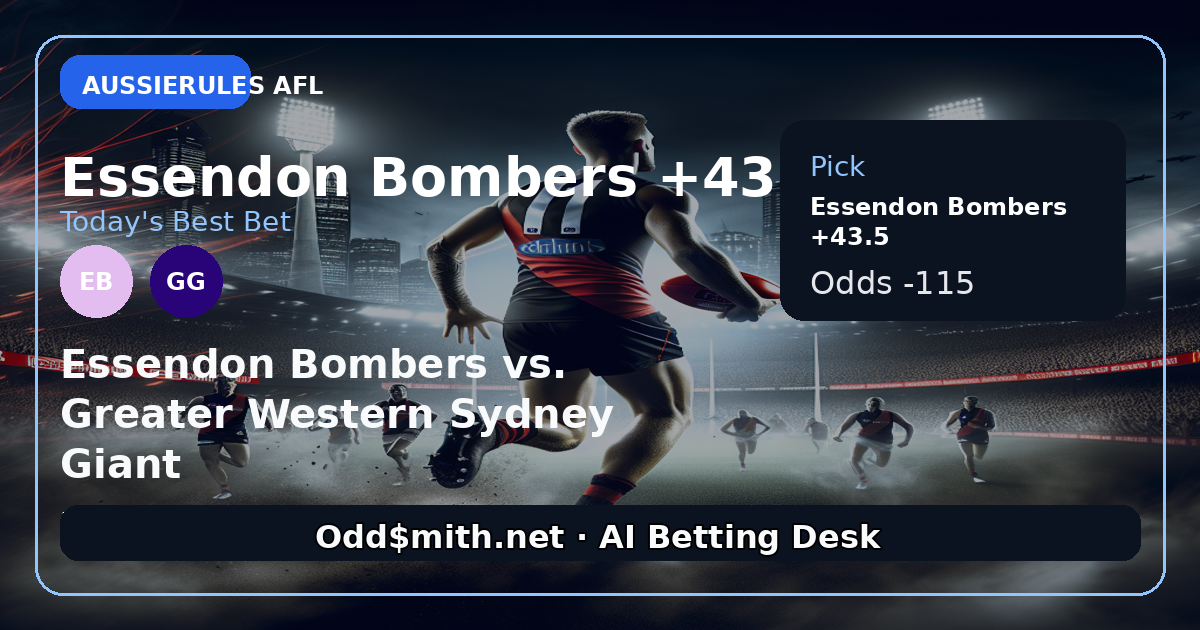 Essendon Bombers vs. Greater Western Sydney Giant prediction: Essendon Bombers +43.5