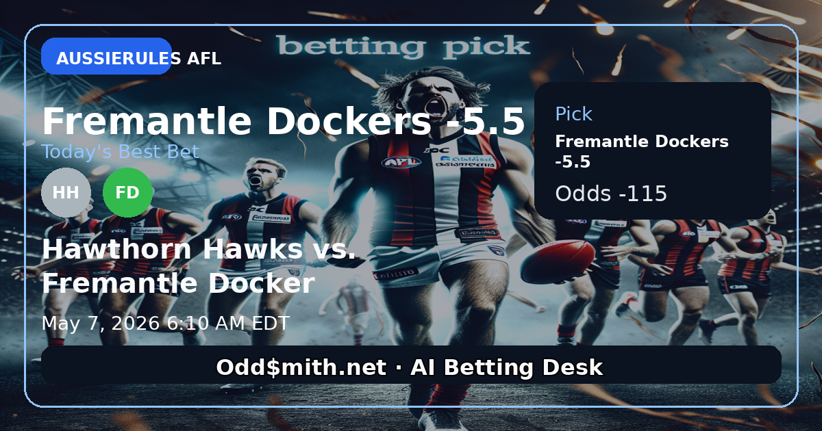 Hawthorn Hawks vs. Fremantle Docker prediction: Fremantle Dockers -5.5
