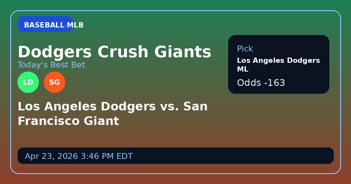 Dodgers Dominate Giants in Bay Series: Take LA on the Moneyline