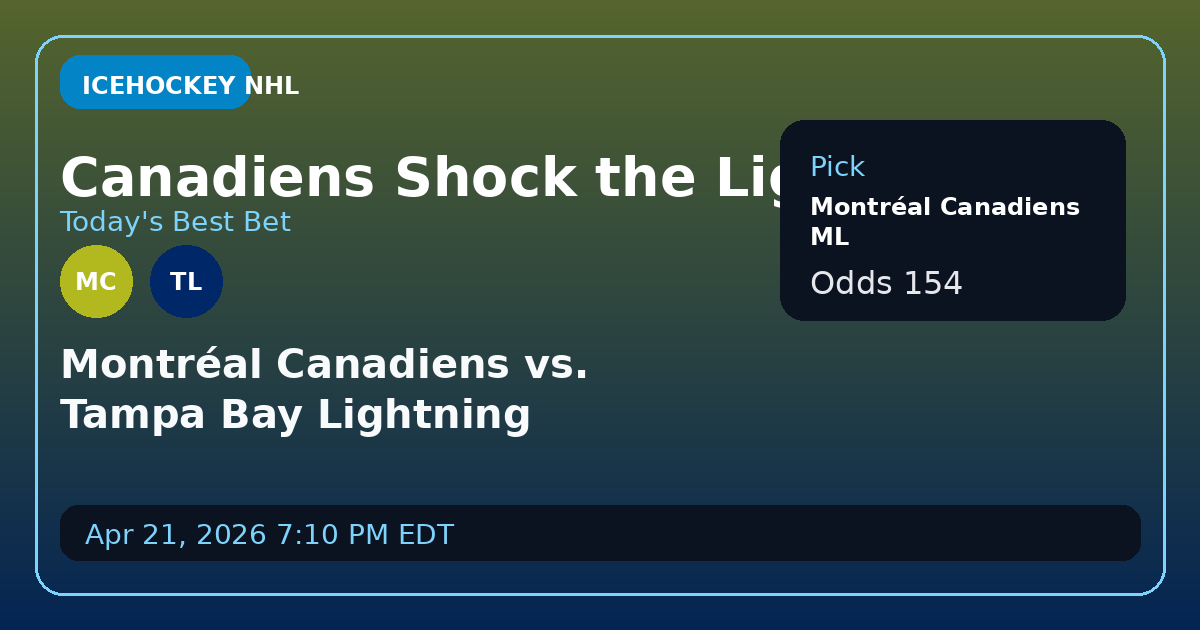 Bet the Canadiens ML: Why Tampa's Tough Defense Meets Its Match in Montreal's Firepower