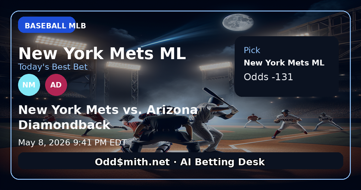 New York Mets vs. Arizona Diamondbacks prediction: New York Mets ML