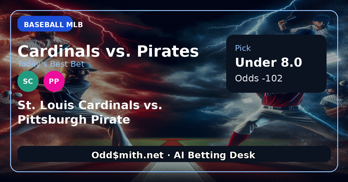 MLB Betting Preview: Cardinals vs. Pirates – Under 8.0 Runs (-102) is the Play