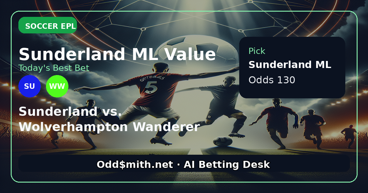 Sunderland ML at +130: Wolves' Midfield Woes Set the Stage