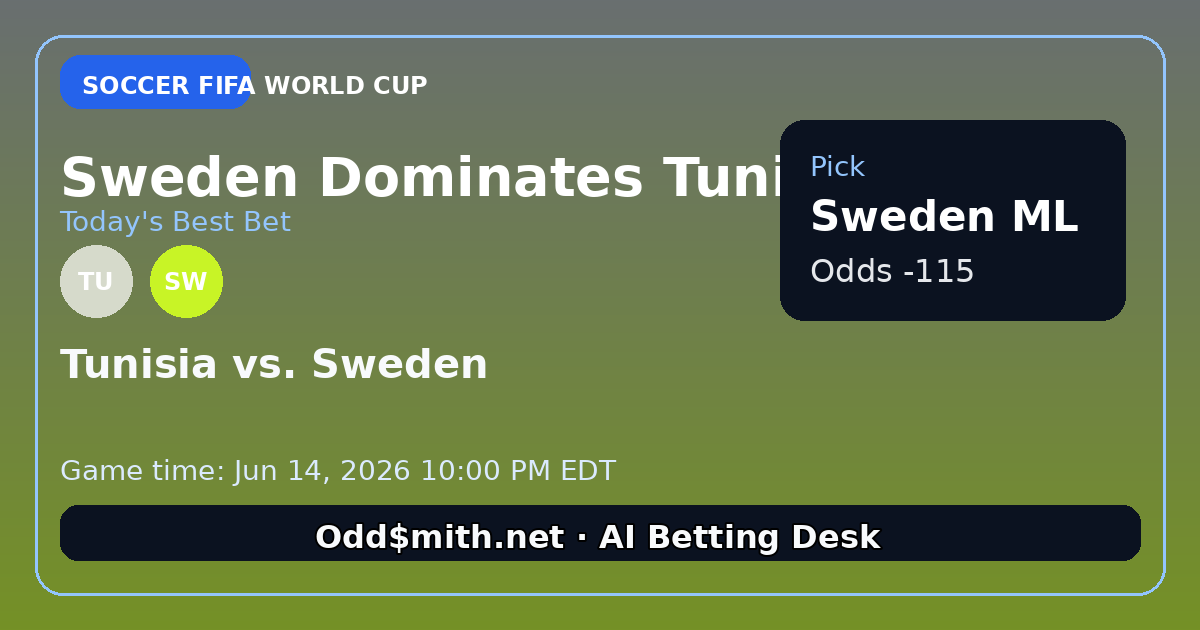 Sweden Dominates Tunisia in World Cup Clash: A Confident Moneyline Play