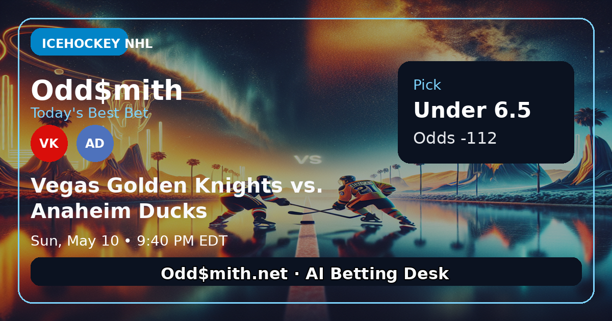 Vegas Golden Knights vs. Anaheim Ducks prediction: Under 6.5