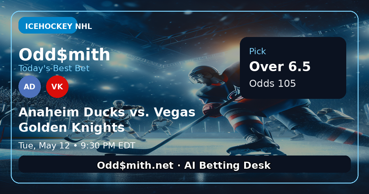 Anaheim Ducks vs. Vegas Golden Knights prediction: Over 6.5