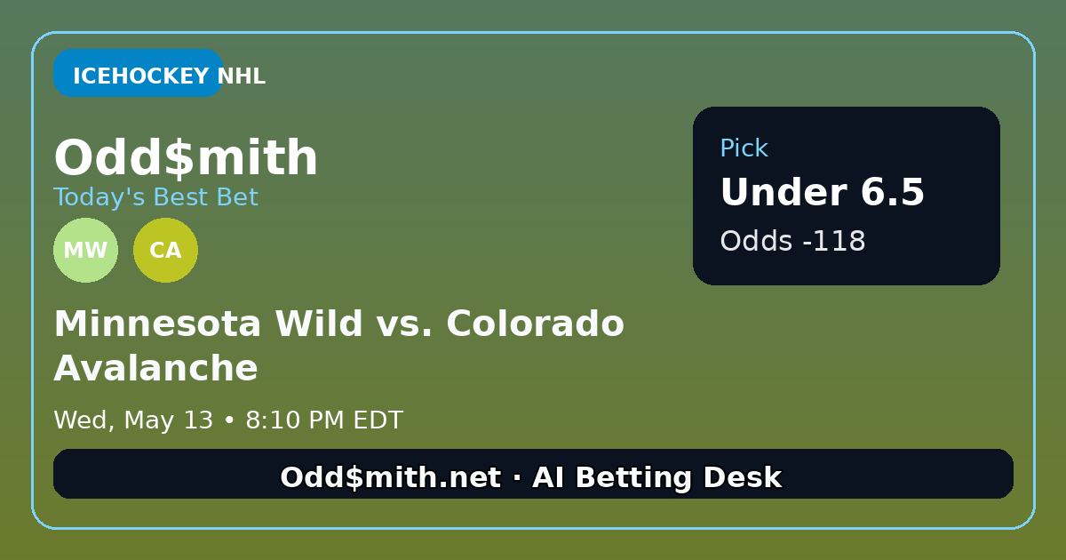 Minnesota Wild vs. Colorado Avalanche prediction: Under 6.5