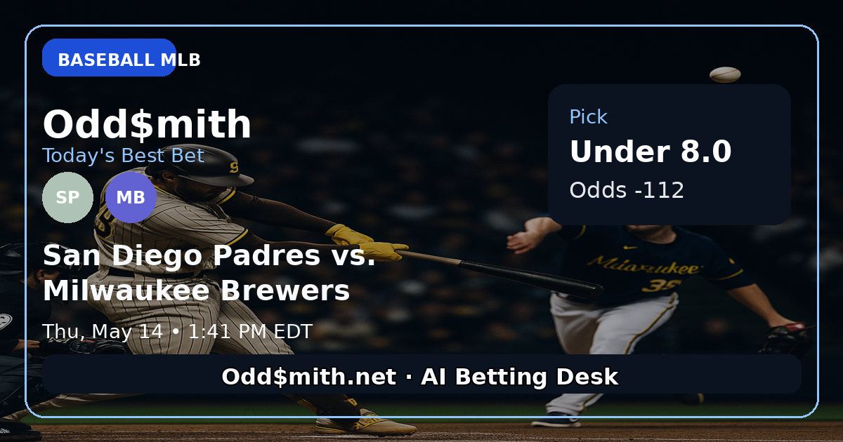 San Diego Padres vs. Milwaukee Brewers prediction: Under 8.0