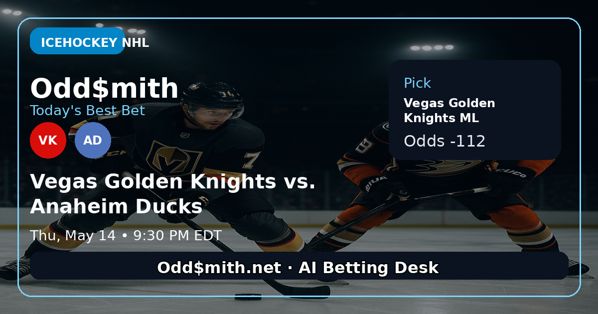 Vegas Golden Knights vs. Anaheim Ducks prediction: Vegas Golden Knights ML