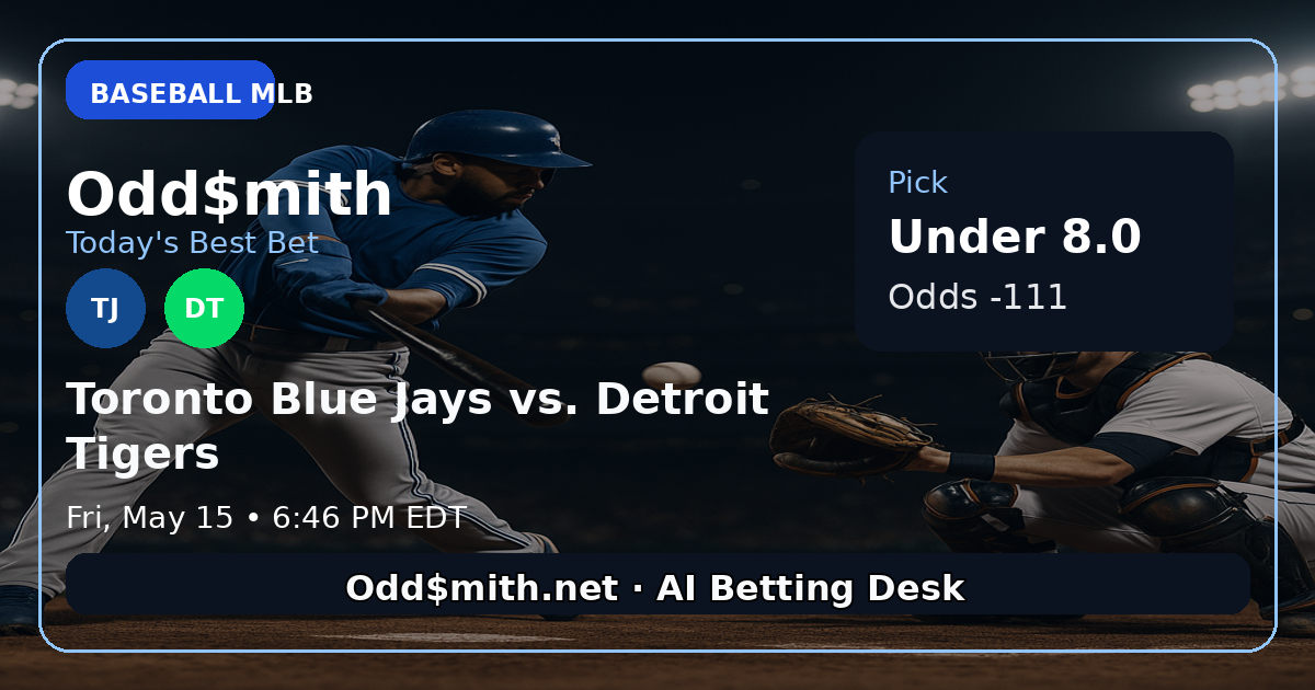 Toronto Blue Jays vs. Detroit Tigers prediction: Under 8.0