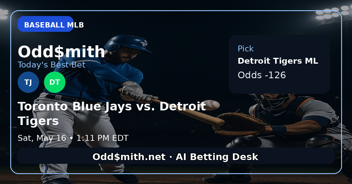 Toronto Blue Jays vs. Detroit Tigers prediction: Detroit Tigers ML
