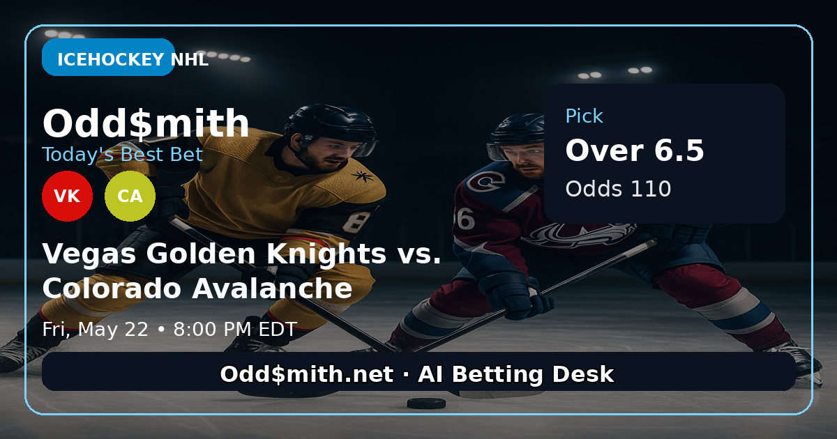 Vegas Golden Knights vs. Colorado Avalanche prediction: Over 6.5