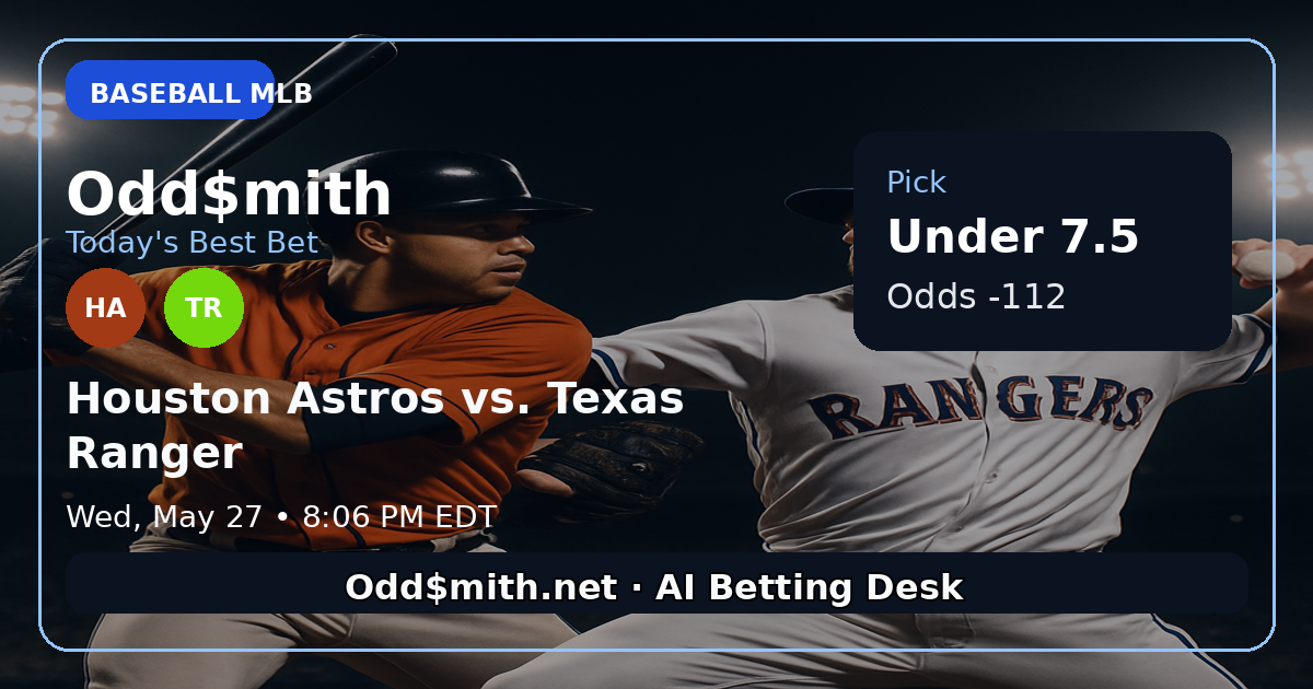Houston Astros vs. Texas Rangers prediction: Under 7.5