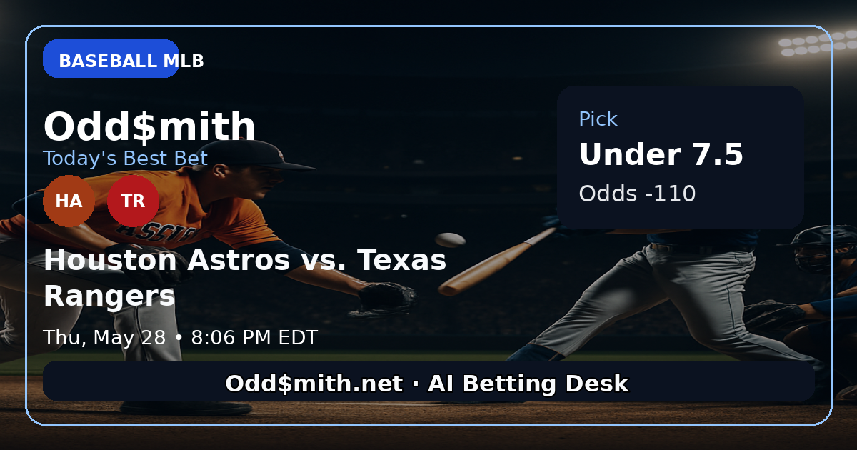 Houston Astros vs. Texas Rangers prediction: Under 7.5