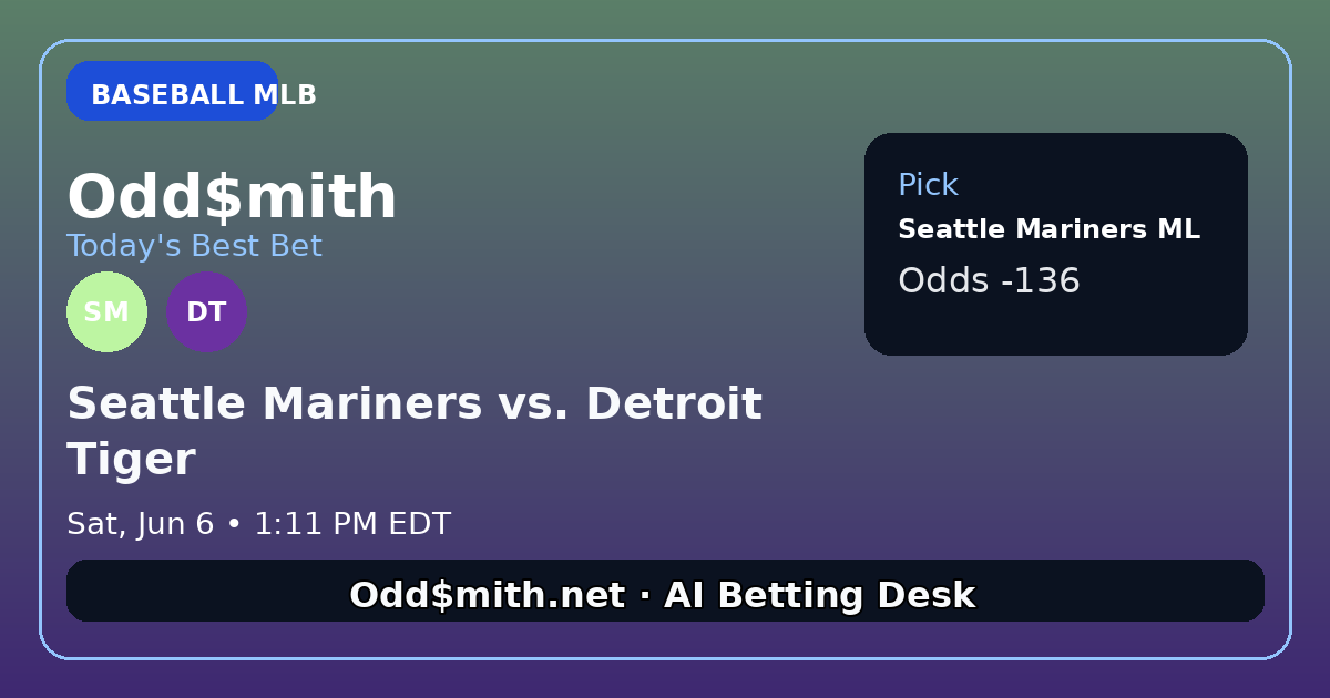 Odd$mith Morning Card: Today's Best Bets for June 6, 2026
