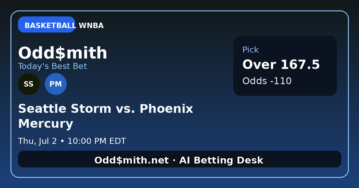 Seattle Storm vs. Phoenix Mercury prediction: Over 167.5