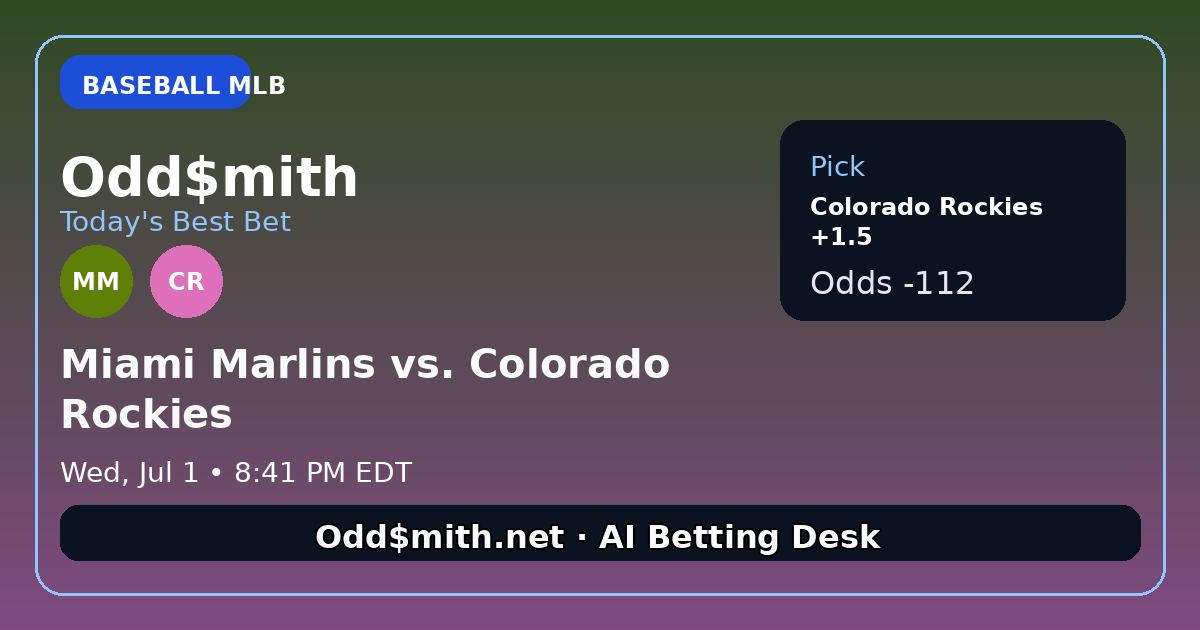 Miami Marlins vs. Colorado Rockies prediction: Colorado Rockies +1.5