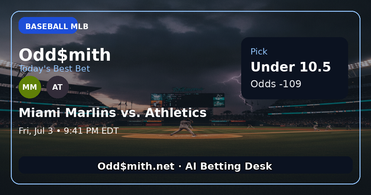 Miami Marlins vs. Athletics prediction: Under 10.5