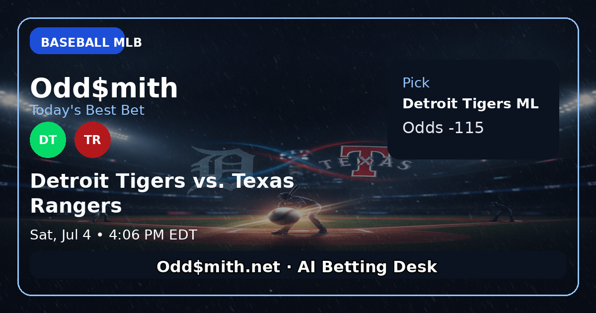 Detroit Tigers vs. Texas Rangers prediction: Detroit Tigers ML