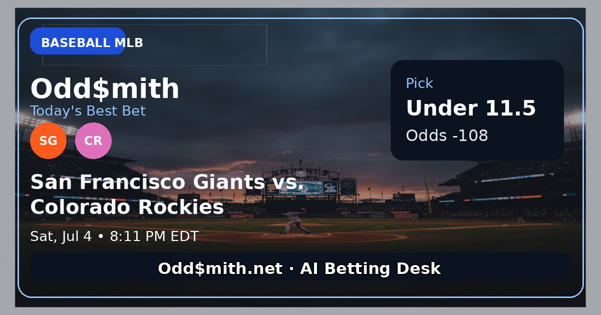 San Francisco Giants vs. Colorado Rockies prediction: Under 11.5