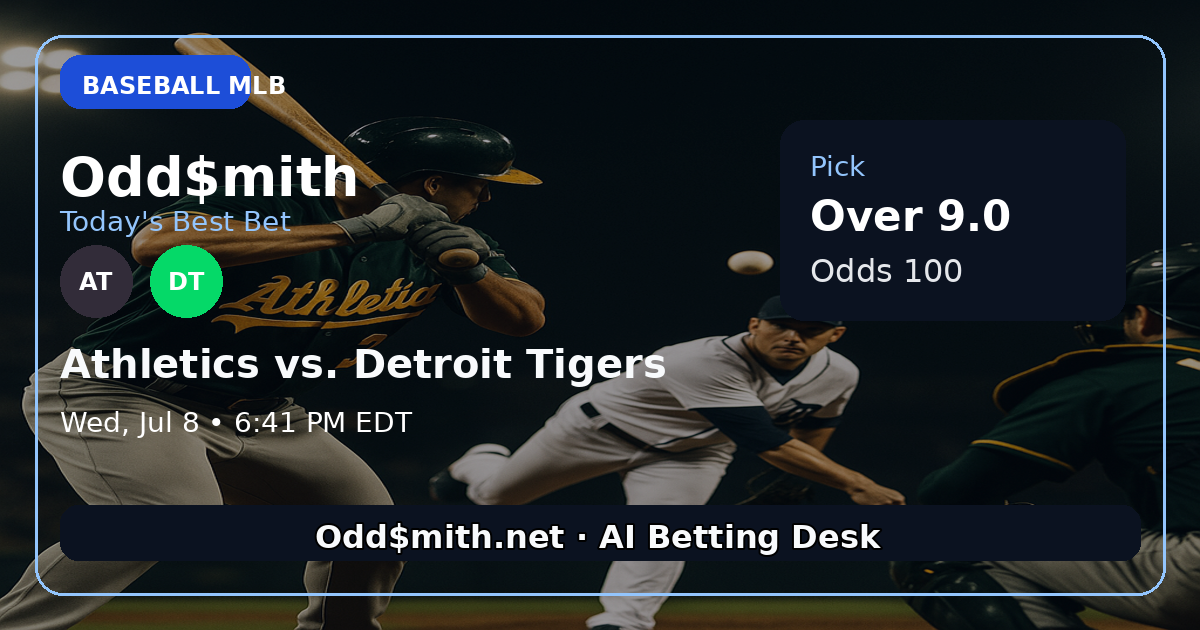 Athletics vs. Detroit Tigers prediction: Over 9.0