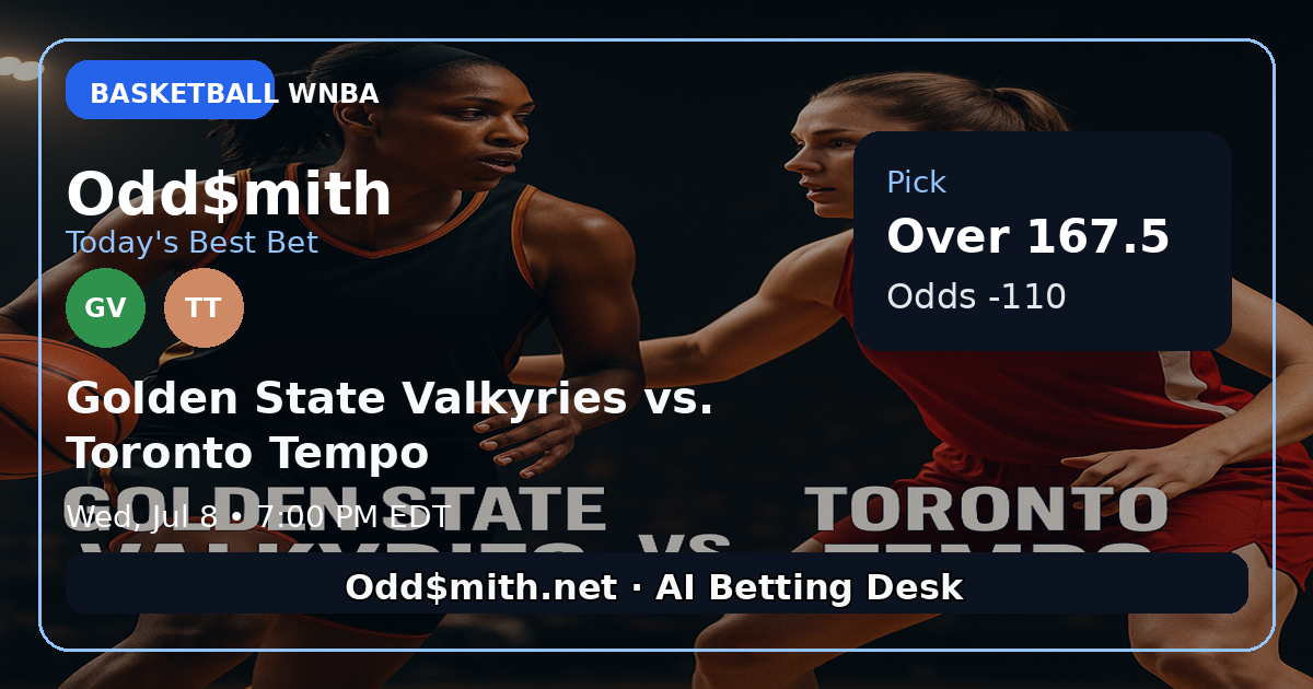 Golden State Valkyries vs. Toronto Tempo prediction: Over 168.5