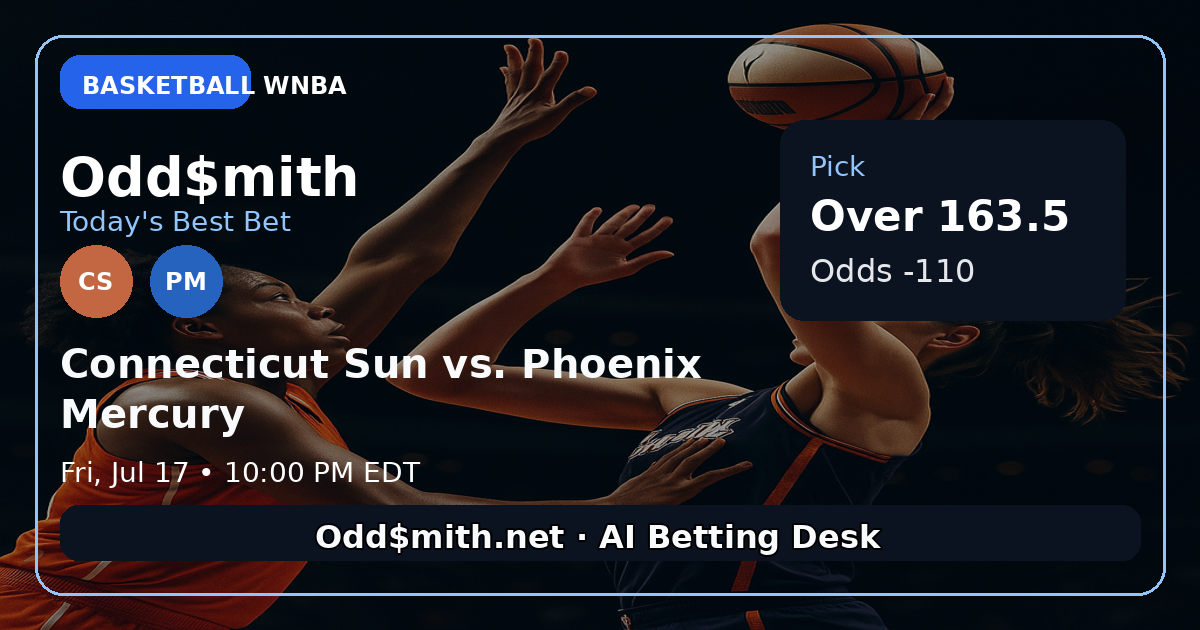 Connecticut Sun vs. Phoenix Mercury prediction: Over 163.5