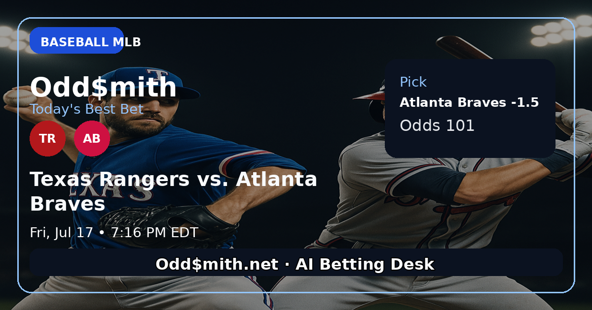 Texas Rangers vs. Atlanta Braves prediction: Atlanta Braves -1.5
