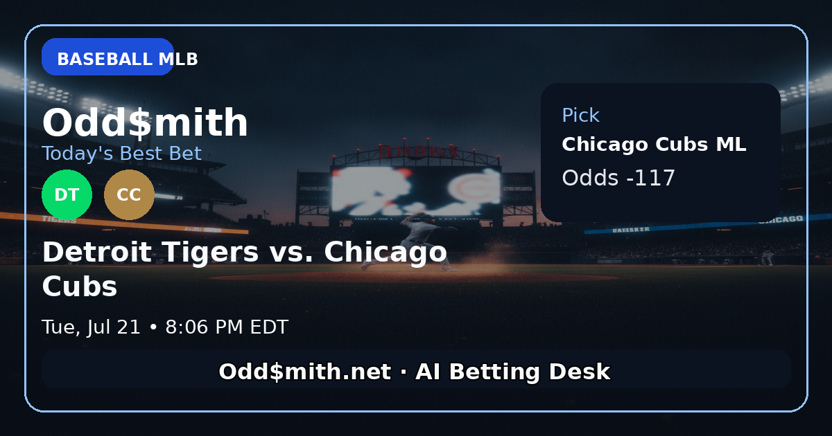 Detroit Tigers vs. Chicago Cubs prediction: Chicago Cubs ML
