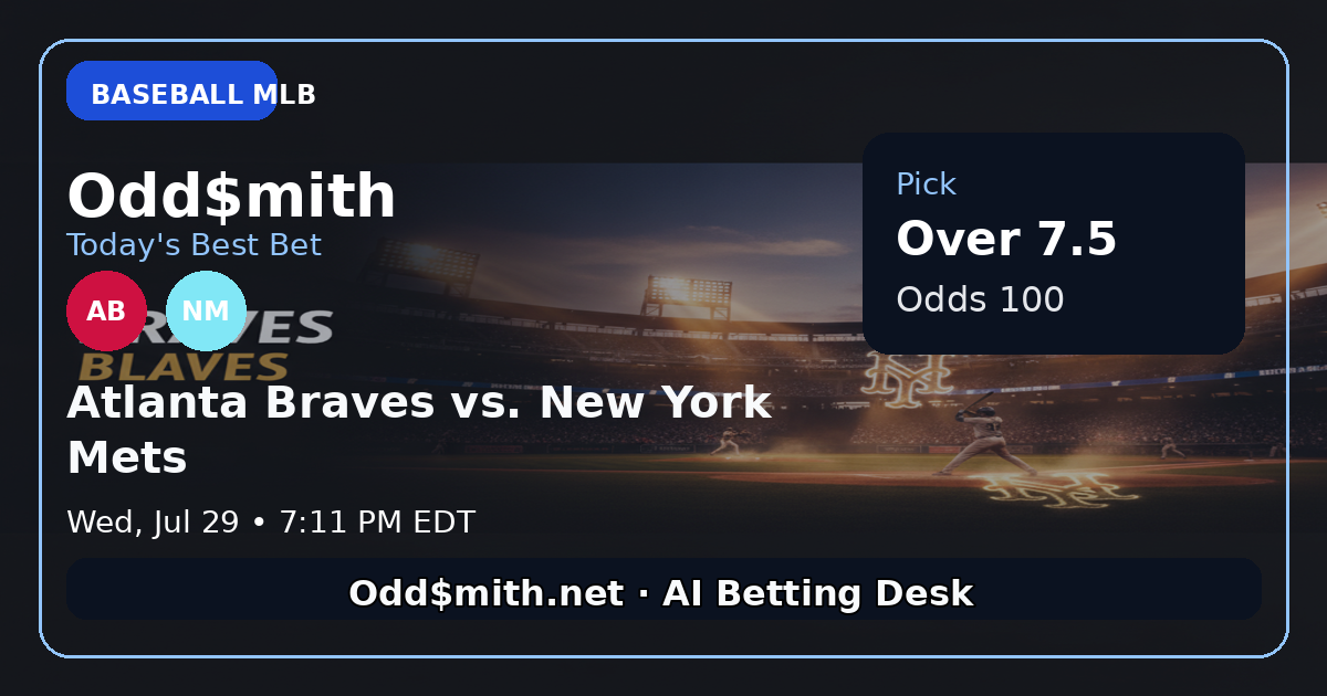 Atlanta Braves vs. New York Mets prediction: Over 7.5