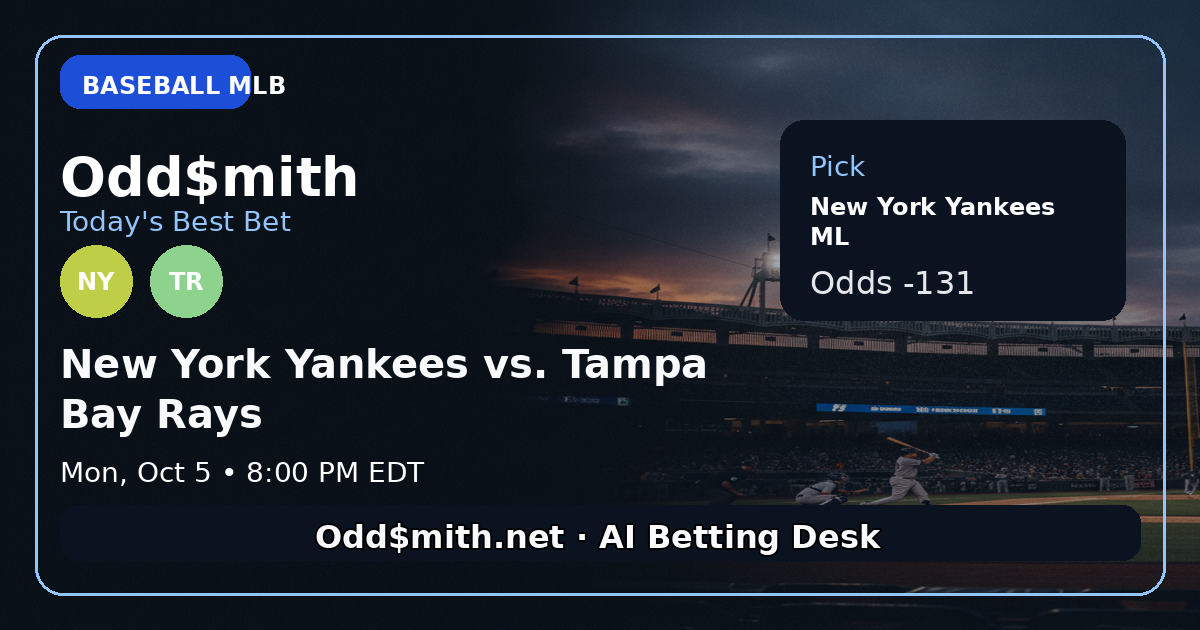 New York Yankees vs. Tampa Bay Rays prediction: New York Yankees ML